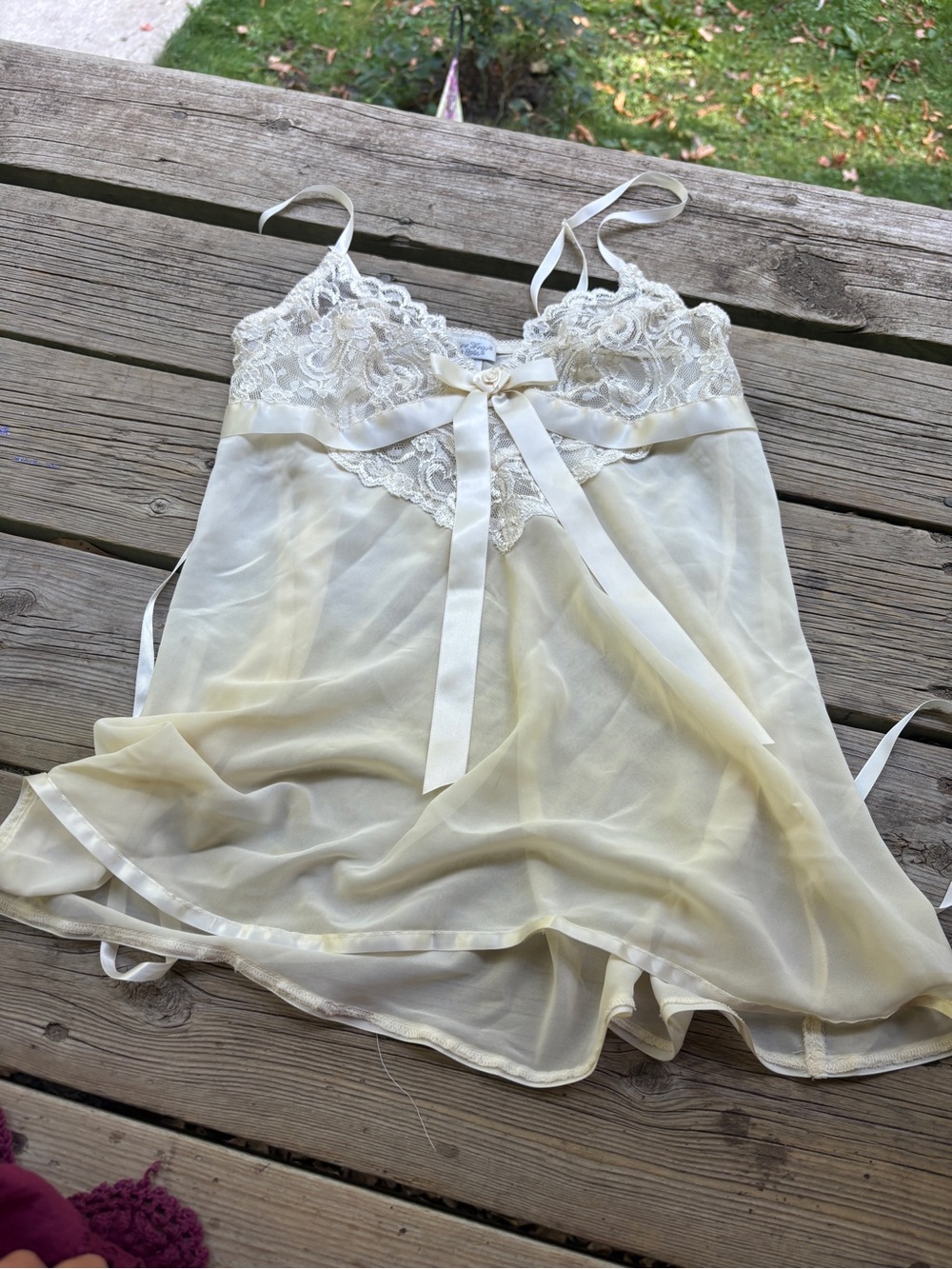 Seductive Wear size S vintage retro Lace-Sheer Chemise Slip Ivory Cream babydoll